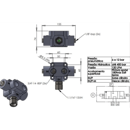 Kit Segurança Contran 859 Joystick 3 Posições Válvula 3 Vias